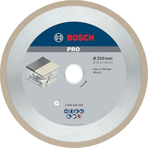 Bosch 1x PRO Ceramic Diamond Cutting Disc for Bore 25.4 and Tile Cutters (for Tiles, Hard tiles, Ø 250 mm, Professional Accessory Table Saw)