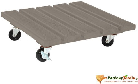 Support de pot à roulettes Roul'bac carré en bois Taupe 40x40cm