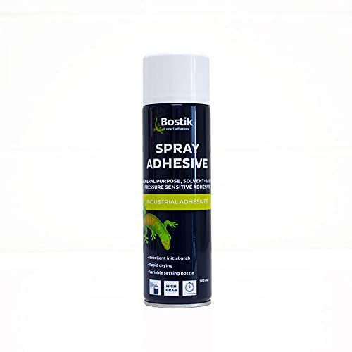 Bostik Carpet Tiles Spray Adhesive Can with Easy Installation and Semi-Permanent Solution - CFCs and Halogen-Free Aerosol Can - 500ml