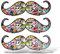 erreinge Sticker Bomb X3 Hipster Mustache Barber Shop Shaped Adhesive PVC für Abziehbild Tapete Auto Moto Helmet Camper Laptop - 35 cm