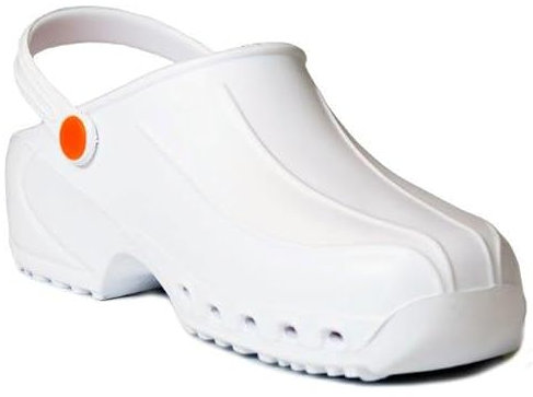 GIMA 26196 Zoccoli Professionali Leggeri con Laccetto, Unisex, Anatomici, Antiscivolo, Antishock, Antistatici, Tomaia Non Forata, Suola Forata, Colore Bianco, Misura EU 40, 1 Paio