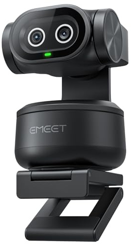 EMEET PIXY Dual-Camera AI-Powered PTZ Camera 4K, AI Tracking, PDAF&AI Autofocus 0.2s, 1/2.55'' Sony Sensor, 3 Mics, Presets, Gesture Control, 4K Webcam for Streaming and OBS/Twitch/Switch 2 Compatible