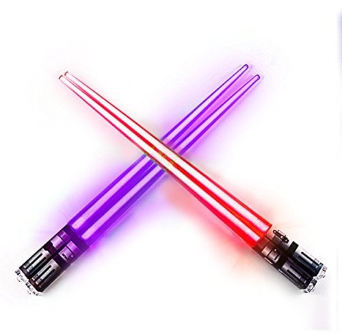 ChopSabers Lightsaber Led Light Up Chopsticks (2-Pairs, Purple & Red)