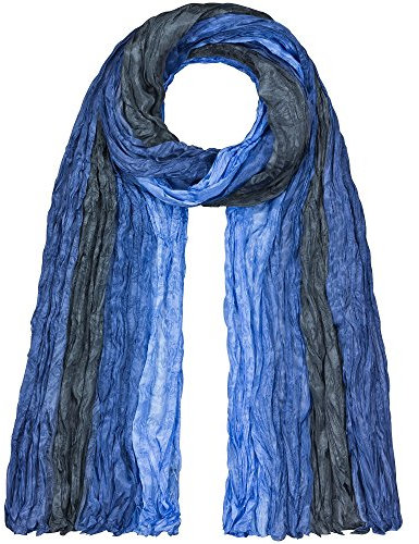 Japanwelt Seidenschal 100% Seide - elegantes Damen Halstuch gekreppt Crash-Schal 90x180 cm Farbverlauf Blau Grau Hellblau
