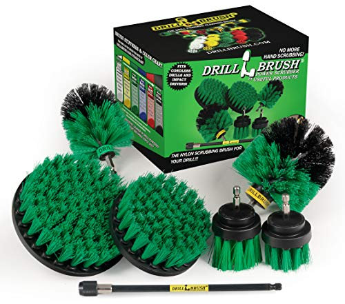 Drillbrush Ultimate Kitchen Cleaning Kit with 7 Inch Extension - Kitchen Cleaning Supplies - Cast Iron Skillet - Drill Brush - Mold Remover - Calcium - Rust - Hard Water - Stove, Burners, Oven Rack