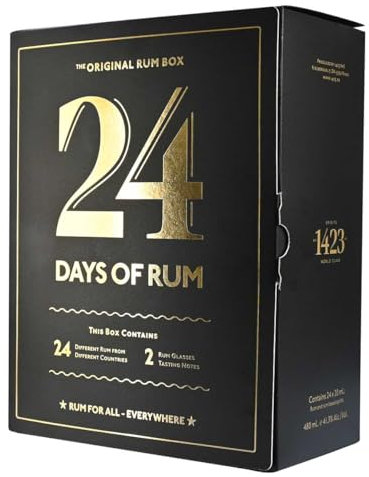Rum-Adventskalender 2024 mit zwei Verkostungs-Gläsern und Ihrer persönlichen Gravur