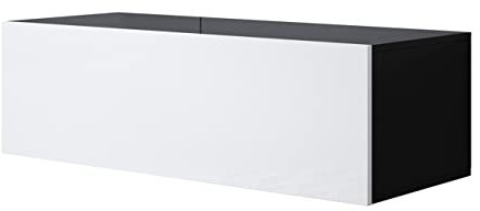 MB Muebles Bonitos | Hängendes TV-Möbel Modell Luke H1 | Länge 100 cm x Tiefe 40 cm x Höhe 30 cm | Glänzende Oberfläche | Schwarz mit Weiß
