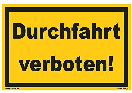Kleberio® Betreten Verboten Schild Kunststoff - Durchfahrt Verboten! - 20 cm x 30 cm Privatgrundstück Schilder Privatweg Schild Einfahrt verboten Durchgang verboten Verbotsschilder Verkehrsschild