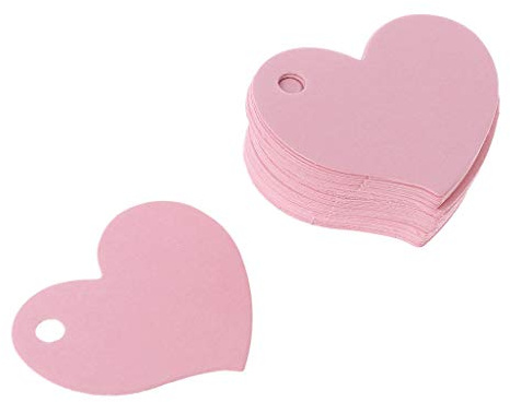 Rtengtunn 50Pieces Heart Shape Blank Kraft Paper Card Gift Tag Label DIY Party Wedding Crafts - Pink