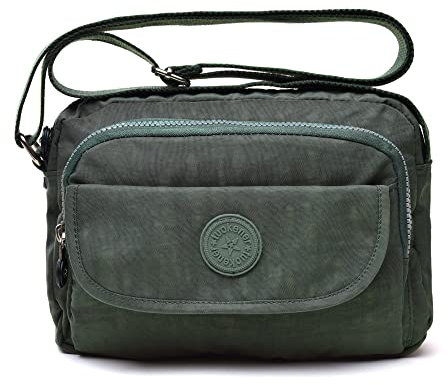 tuokener Petit Sac Bandouliere Femme Sac à Main Tissu Bandoulière Femmes Imperméable Saccoche Fille Pour Voyage (Vert Armée)