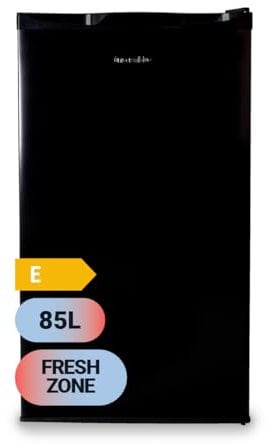 UNIVERSALBLUE Frigorífico Bajo Encimera Negro | Frigorífico Mini 90L | Puerta Reversible | Frigorífico Pequeño Bajo Consumo | 0º a -3º | Fácil Almacenamiento | Sistema Silencioso | Luz Interior