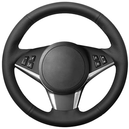 MEWANT Passgenauer Lenkradbezug zum Nähen für e60 530d 545i 550i | e60 530d 545i 550i e61 Touring e63 Hand Nähen Mikrofaser-Leder Lenkradschoner Atmungsaktiv Für Beheizte Lenkräder Langlebig