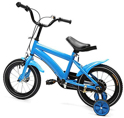 kangten 14 Zoll Unisex Kinderfahrrad mit Hilfsrad Rücktrittbremse Stützräder Kinderrad Laufrad Passende Geschenke für Kinder