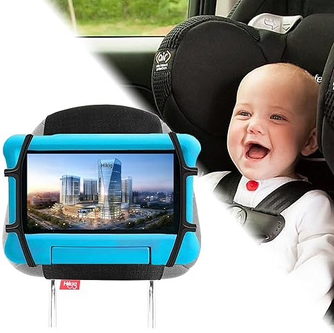 Hikig Soporte Tableta Coche, Reposacabezas Universal 360° Rotación Para iPhone/iPad y Dispositivos de 4.4 a 12 Pulgadas, Con Correas Elásticas de Nylón
