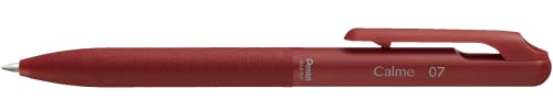 Pentel BXA107B-B Calme Kugelschreiber, deutlich gedämpftes Klick-Geräusch, Griffzone in Lederoptik, nachfüllbar, Kugel 0.7mm = Strichstärke 0.35mm, Schreibfarbe rot, 1 Stück