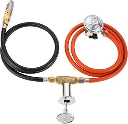SURIEEN Fire Pit Gas Kit 90K BTU Gas Regulator Propane Valve Control System Hose Assembly Replacement for Propane Gas Connection with 1/2 Air Mixer Valve Regulator Hose and Connect Hose