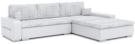Sofini Ecksofa Toronto 240/200 mit schlaffunktion. Eckcouch mit Bettkästen. Best möbel! Hit Schlafcouch für das Wohnzimmer. L-förmig, Decorative Kissen. (Lawa 9+ Soft 17 Rechts)