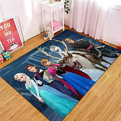 TONATO Kinderzimmer gefrorener Cartoon Teppichtür Matte Kinder Spielen Mat Anna ELSA Wohnzimmer Küche Schlafzimmer Teppich Wohnheimdekor,160 * 230cm