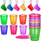 18 Stück Bunte Schnapsgläser zum Umhängen, Shotgläser mit Kette, Kunststoff Pinnchen Kurze Becher, Party Trinkbecher für JGA, Fasching, Karneval, Hochzeit, Festival, Polterabend
