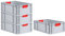 PROREGAL SuperSparSet 4x Eurobox NextGen Color | HxBxT 22x40x60cm | 44 Liter | Griffe rot geschlossen | Verstärkter Boden | Eurobehälter, Transportbox, Transportbehälter, Stapelbehälter