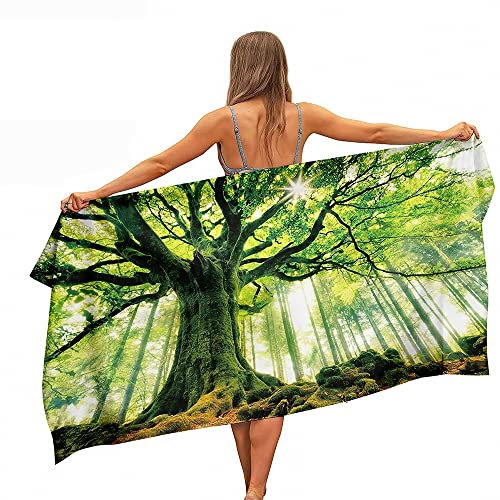 Ulticool Mikrofaser Handtuch 160 x 80 cm - Baum Natur Wald - Leicht Reisehandtuch Schnelltrocknend Badetuch Strandhandtuch Saunatuch Microfiber - Reisen Sport Yoga Sauna Fitness - Doppelseitiger Druck