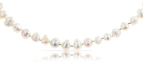 Made by Nami Designer Perlen-Choker • Damen Halskette mit Süßwasserperlen • Filigranes Perlenhalsband • Perlen-Kette Wasserfest • Handmade Strand & Surfer Schmuck (White Big Pearls)