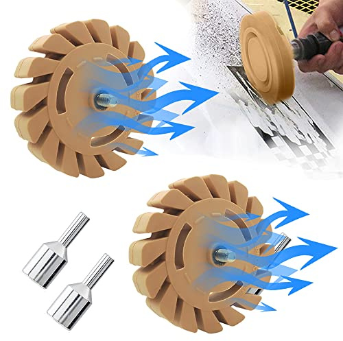 Tucana Rubber Eraser Wheel and Adhesive Remover Tool, Remove Pinstripes, Stripes, Stickers and Graphics on Car, RVs, Boat and Trucks 4-inches Diameter, 1 Inch Thick with Drill Adapter (Pack of 2)