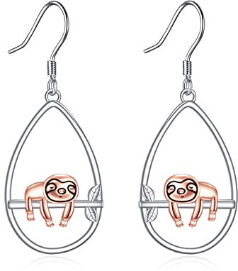 YFN Faultier Ohrringe Sterling Silber Faultier Baumeln Tropfen Ohrringe Schmuck Faultier Geschenke für Damen Mädchen