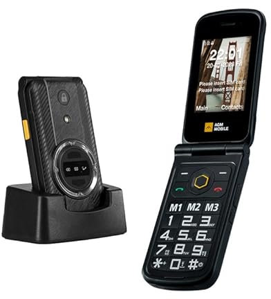 AGM M8 FLIP Sicurity+ Flip Phone,4G Big Button Unlocked Cell Phone for Seniors, Rugged Feature Phone, Waterproof/Drop-Proof, SOS Side Key, HAC, Fast Dialing,104dB Speaker, Big Keyboard, Secure Data