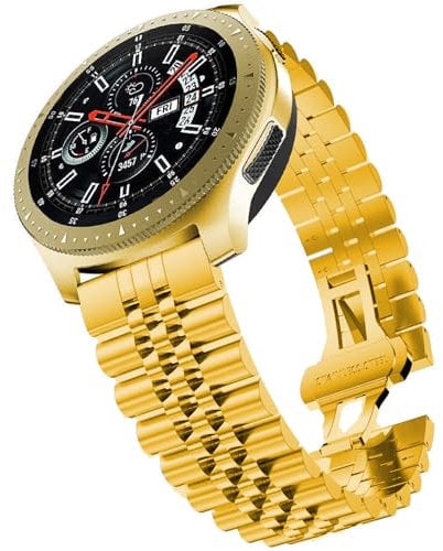 Niziruoup Edelstahl Uhrenarmband 20mm 22mm für Uhr, Jubilee Armband Smart Watch Metall Armband Uhr Ersatzarmbänder Uhrenarmbänder Edelstahlarmband für Herren Damen, Edelstahl, Gold