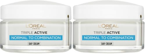 L'Oreal Paris Triple Active Day 24H Hydrating Moisturiser Normal to Combination Skin, 50 ml (Pack of 2)