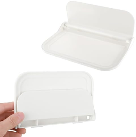 Giantree Mini Klappbare Wandregal, 18x11cm Wandregal Klein Wandregal Ohne Bohren Badezimmerregal Weiß Plastik Schweberegal Wandboard mit 2 Stück Transparenter Rückenaufkleber für Badezimmer Küche Büro
