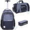 3 Teile Set Trolley Elephant Hero Signature Schultrolley Schulranzen Trolly Sporttasche Mäppchen 12800 (Color Block Anthrazit Schwarz 13048)