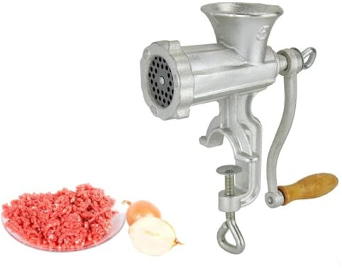 Hand-Operated Cast Iron Meat Mincer in Gift Box, Home Made No. 5, Manual Mincer, Grinder & Sausage Maker with Steel Blades 27 x 22 x 9cm