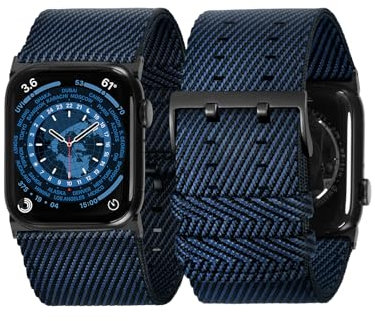 Tefeca Dual Series Replacement Watch straps Compatible with Apple Watch/Apple Watch Ultra(Onyx Nylon with Black Adapters, 49/45/44/42mm)