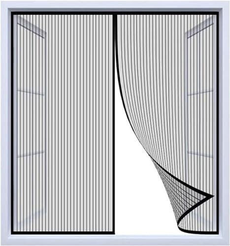 Tenda antizanzare per finestre, finestre di balconi, zanzariere, finestre da tetto, protezione dagli insetti senza forare per finestre di balconi, soggiorni, finestre di terrazze, 100 x 140 cm, nero