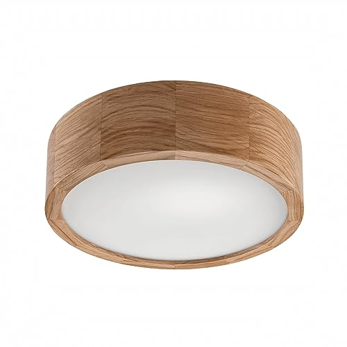 Bioledex Deckenleuchte Naturzholz 27cm E27 Eiche Holz, Glas