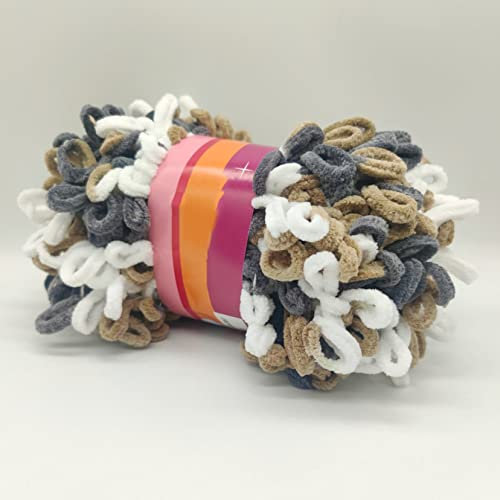 Garn, Garn zum Häkeln, 5 Bälle Puffy Loop Fingergarn Wolle Handgeflecht Seil Stricken Dicker Samt Regenbogengarn Häkelzubehör(14)