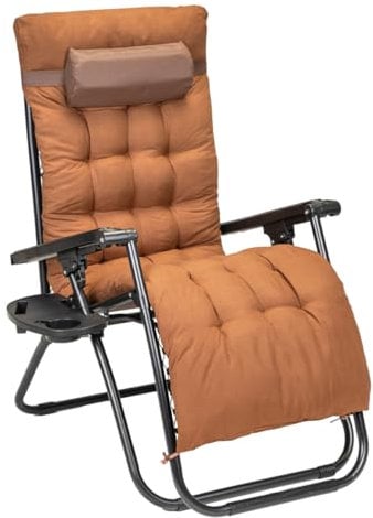 Hortan Poltrona Sdraio Reclinabile Con Cuscino Imbottito, Tavolino Portaoggetti, Seduta In Tessuto Textilene E Struttura Richiudibile in Acciaio Inossidabile, Per Interno, Terrazzo e Giardino