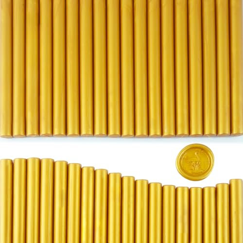 Mini Wax Seal Sticks,Tomgenrine Mini Glue Gun Sealing Wax Sticks 36pcs for Wedding Invitations, Letter, Envelope, Cards and Crafts(Gold)
