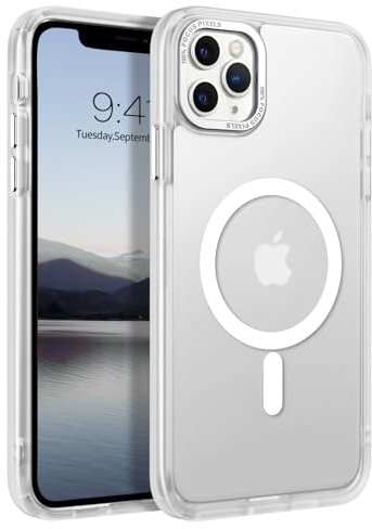 GUAGUA Strong Magnetic for iPhone 11 Pro Max Case [Compatible with MagSafe] [Military Grade Protection] Translucent Matte Back Slim Shockproof Anti-Scratch Phone Cover 6.5-Inch, White