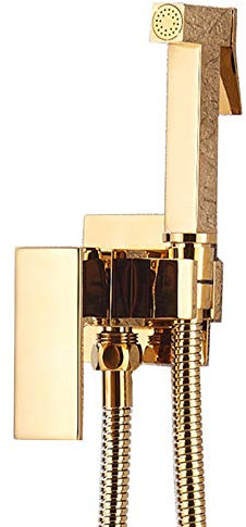 DOLPTBEZM Toilet Bidet Faucet, Solid Brass Hand Held Bidet Sprayer Faucet, Hot Cold Water Mixer Tap, Wall Mount Hygienic Shower Set,Chrome