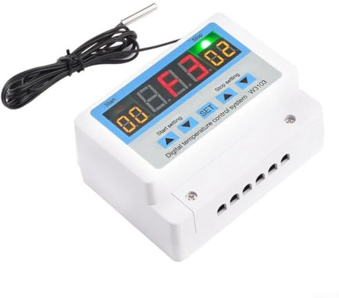Besttoolifes Digital Thermostat Temperature Controller 30A AC 220V DC 12V 24V 5000W High Power Switch -50 To 110°C Range Multiple Functions(DC12V 300W)