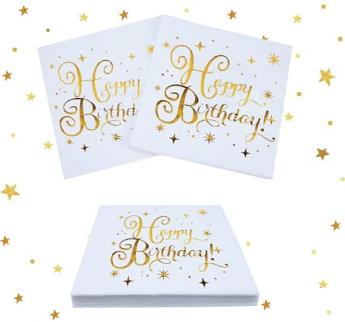 Servietten (33 x 33 cm) I 30 Stück I Happy Birthday Servietten Perfekt für den Weihnachtstisch I Servietten Silvester Tischdeko - Weihnachten, Winter I Christmas Neujahr Party Dekoration