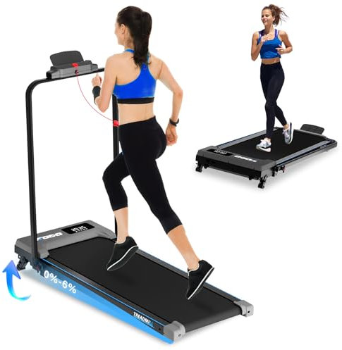TODO Laufband für Zuhause mit 4 Level Neigung, Walking Pad mit APP, 2 in 1 Klappbares Laufband bis 12 km/h, Unter Schreibtisch Laufpad, LED-Anzeige und Fernbedienung