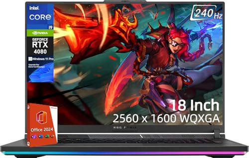 ASUS ROG Strix G18 RTX 4080 Gaming Laptop, Intel 24 Cores i9-14900HX(Up to 5.8 GHz), 32GB DDR5, 2TB SSD, 240Hz 18 QHD ROG Nebula Display, Backlit KB, Windows 11 Pro & Office Pro 2024 Lifetime License