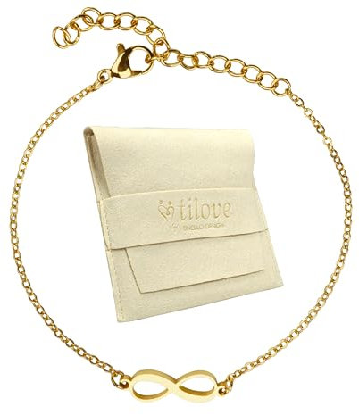 Zinello Design Unendlichkeits-Armband Damen Gold – Edelstahl 316L hypoallergen – verstellbar 16+5 cm – Symbolisches Geschenk mit Tasche & inspirierender Botschaft – elegant und zeitlos, 16 cm +5 cm,