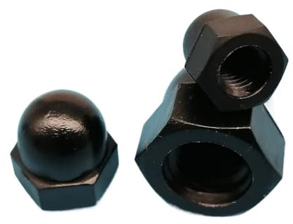 Hutmuttern, 5/10/50 Stück M3 M4 M5 M6 M8 M10 M12 M14 M16 DIN1587 Schwarz-Weiß-Nylon-Kunststoff-Sechskant-Hutmutternkappe Dekorative Abdeckung Hutmuttern(Black-10pcs M8)