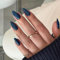 KQueenest Lot de 24 faux ongles press on nails en acrylique à coller, couleur naturelle unie, en gel brillant, couvrant, pour femme - Bleu marine