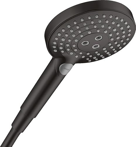 hansgrohe 26516670 Raindance Select S Hand Shower 120 3jet PowderRain EcoSmart, matt Black, 3 Water-Saving Sprays 5,7 l/min